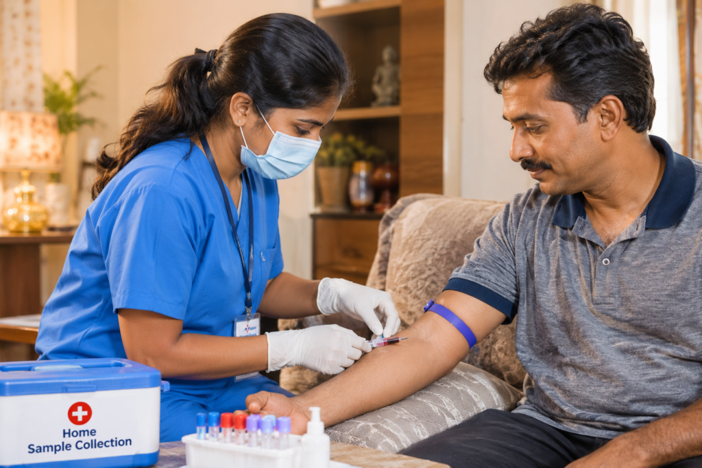 Home blood sample collection for diabetes test by HealthPartner India