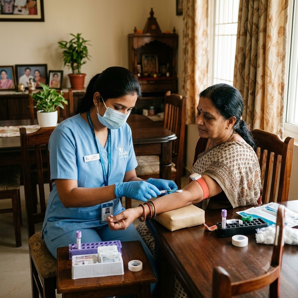 Home blood sample collection for thyroid test by HealthPartner India