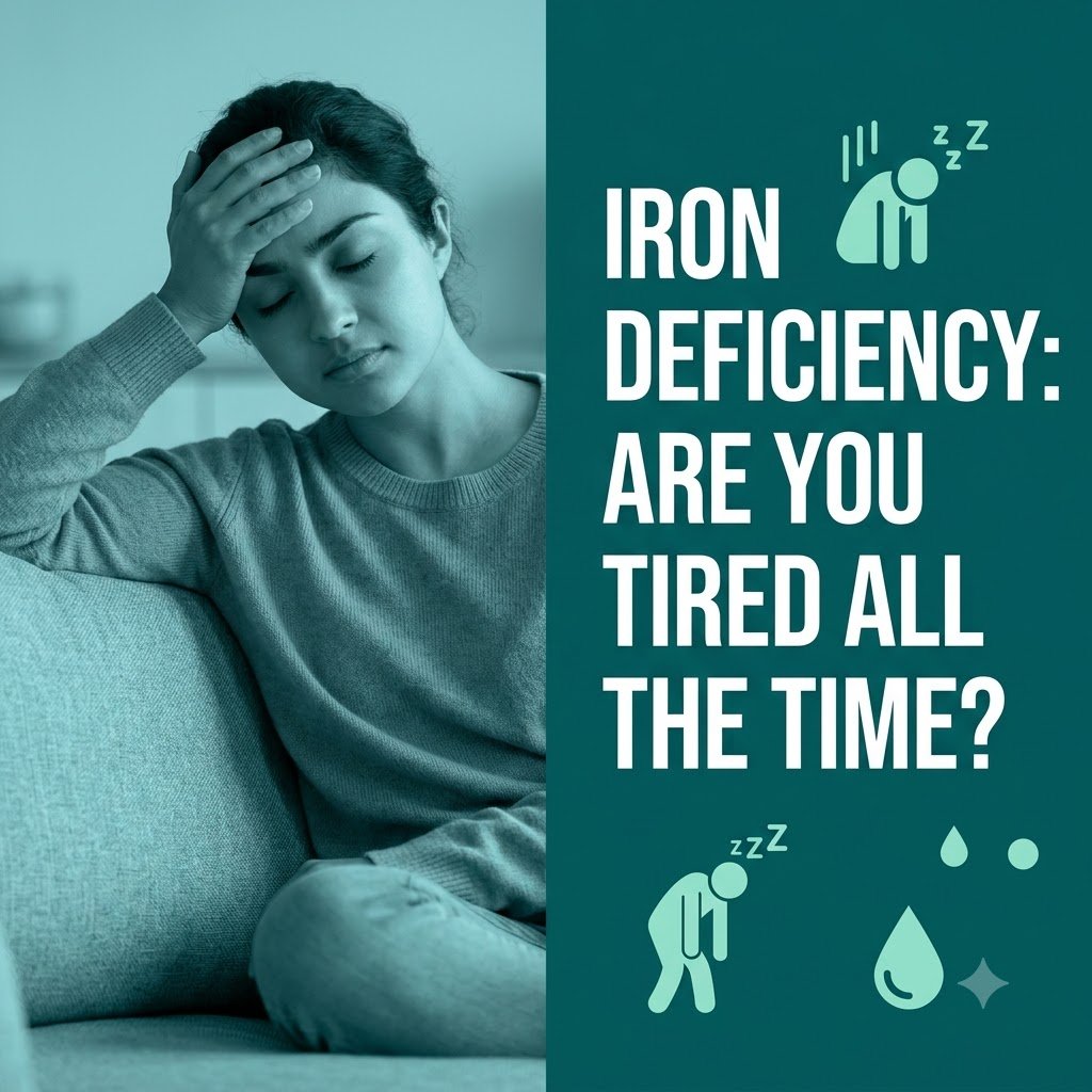 Tired woman with pale skin showing signs of iron deficiency