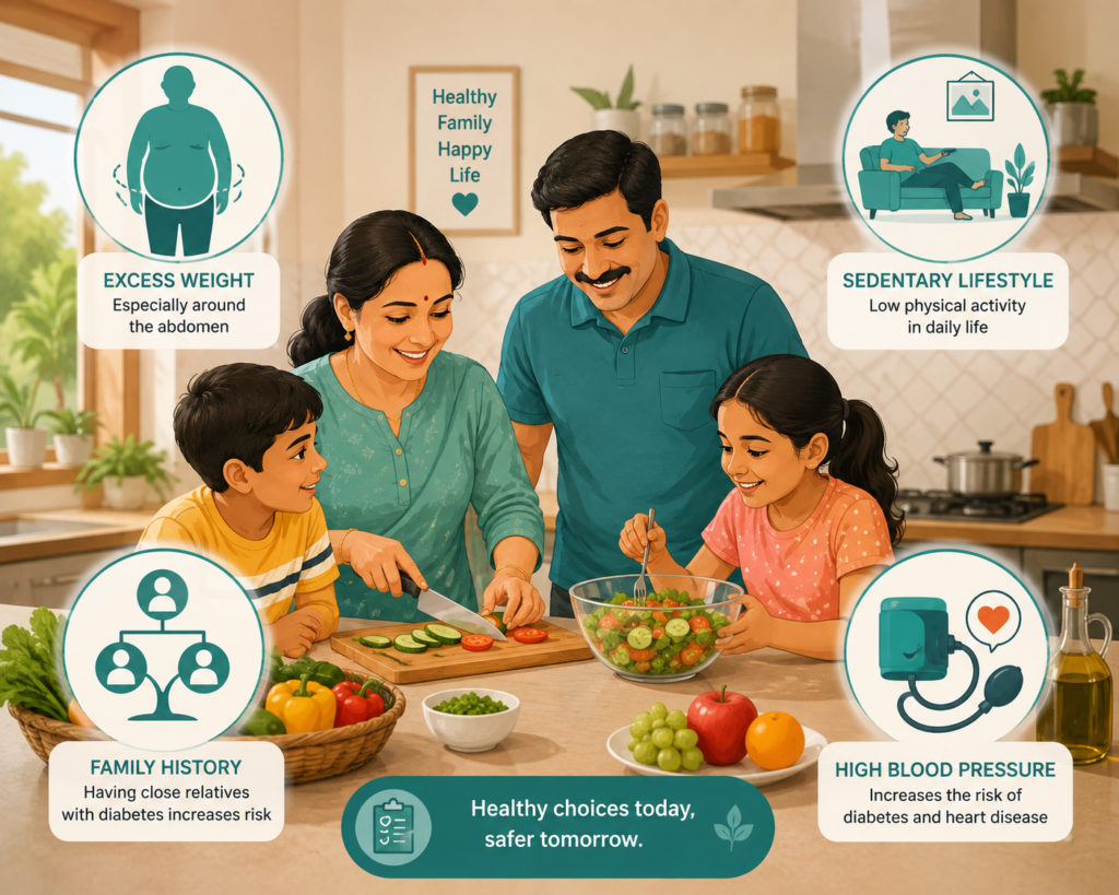 Illustration of lifestyle and genetic risk factors for Type 2 diabetes