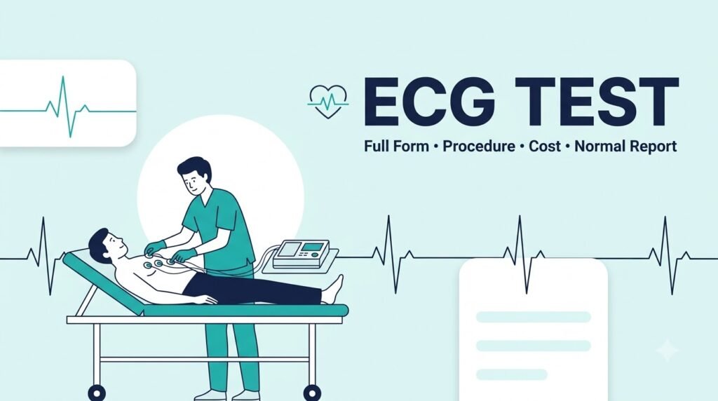 ECG test showing heart electrical activity, electrodes and ECG waveform