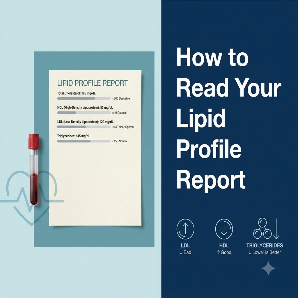 How to read a lipid profile report showing cholesterol blood test results