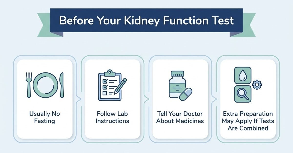 Kidney Function Test (KFT): Normal Range, Cost & How to Read Your Report Kidney function test preparation guide showing fasting and laboratory instructions