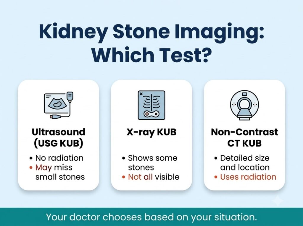 Comparison of ultrasound X-ray KUB and non-contrast CT scan for diagnosing kidney stones